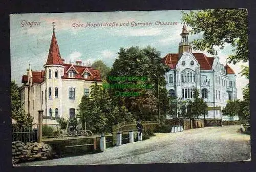 125718 AK Glogau Glogow 1908 Ecke Mozartsraße und Gurkauer Chaussee
