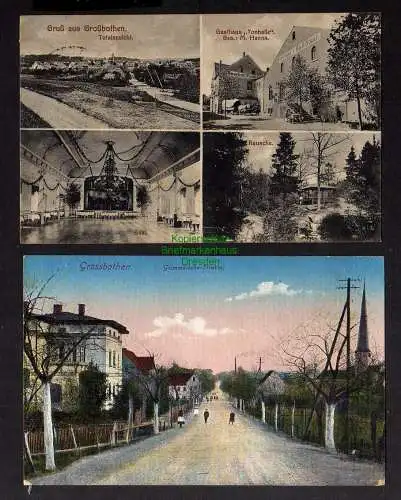 125660 2 Ansichtskarte Großbothen Grimmaische Strasse 1918 Gasthaus Tonhalle Rausche Saal
