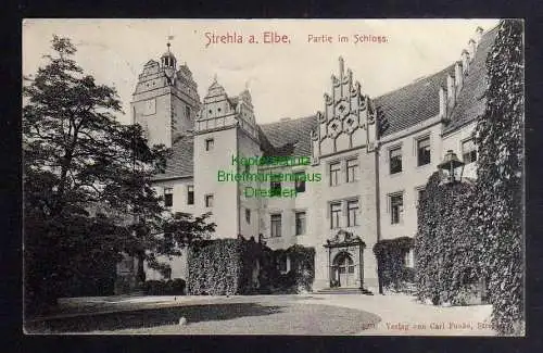124845 Ansichtskarte Strehla a. Elbe 1908 Partie im Schloss