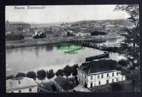 124155 AK Kowno Gesamtansicht 1916 Feldpost abgebrannte Njemenbrücke