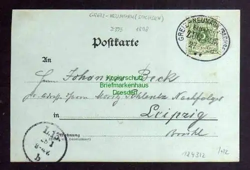 124312 AK Greiz 1898 Mondscheinkarte Brücke Schloss Bahnpost Greiz - Neumark