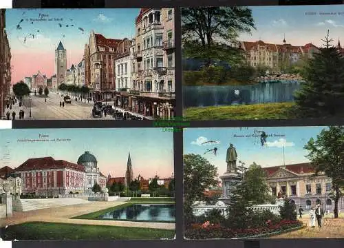 123406 7 Ansichtskarte Posen Botanischer Garten 1915 St. Martinstraße Theaterbrücke 1914