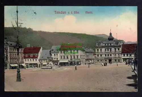 123404 AK Tetschen an der Elbe Decin Markt Hotel Stadt Prag 1914