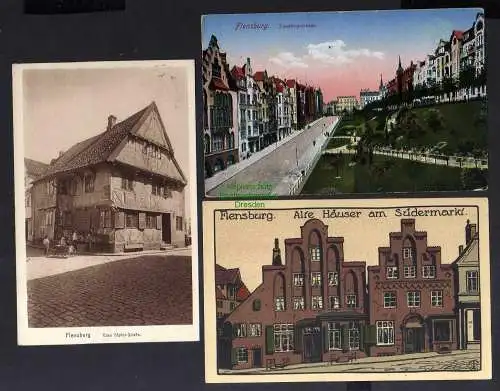 123354 3 AK Flensburg Toosbuystrasse 1917 Haus Ecke Töpfer Straße Südermarkt