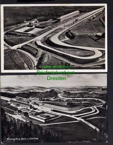 119935 2 AK Nürburgring bei Adenau Nürburg 1935 Luftbild Start Ziel Nordkehre