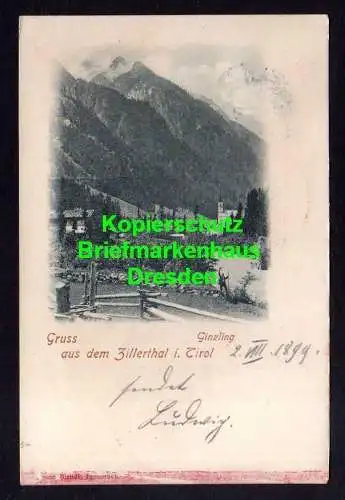 119336 AK Ginzling Zillerthal Zillertal Tirol 1899 Kirche