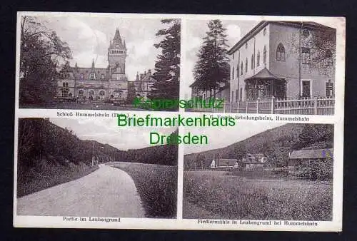 119820 Ansichtskarte Schloss Hummelshain Thür. 1933 Leubengrund Fiedlermühle Erholungsheim