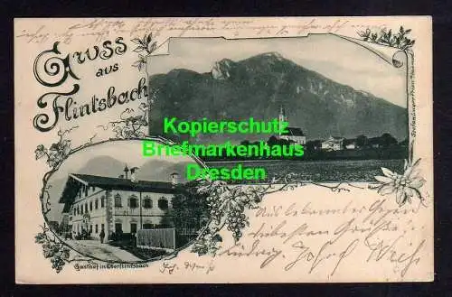 119127 AK Flintsbach Gasthof in Oberflintsbach 1901 Panorama mit Pfarrkirche St.
