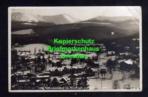 118689 AK Krummhübel im Riesengebirge Fotokarte Winter mit Schneekoppe um 1930