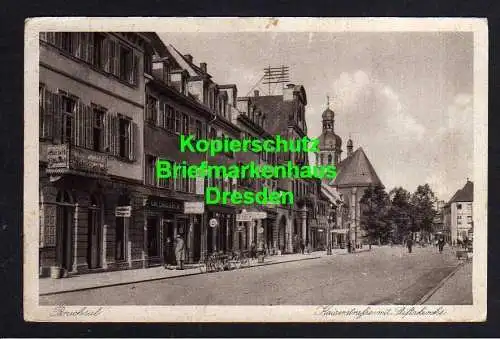 118712 AK Bruchsal Kaiserstraße mit Stiftskirche 1930