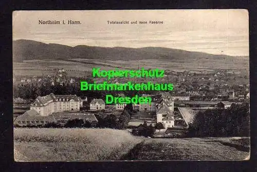 119069 Ansichtskarte Northeim i. Hannover Totalansicht und neue Kaserne 1918