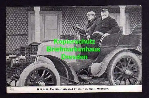 119044 Ansichtskarte Auto Automobil um 1920 H.M.G.M. The King, attended by the hon. Scott