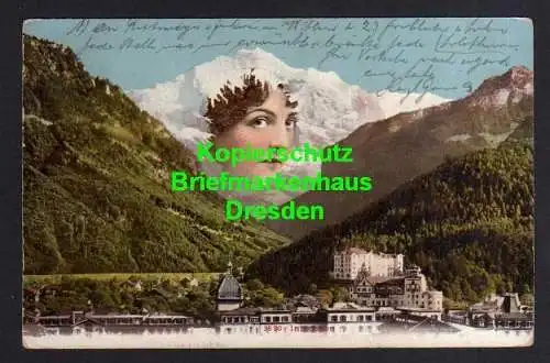 118481 Ansichtskarte Interlaken 1907 Berggesicht ala Hansen Nolde Frau Mädchen