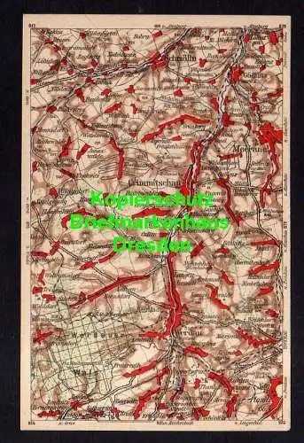 119219 Ansichtskarte Wona Landkarten Karte 871 Crimmitschau Schmölln Gößnitz Meerane Werdau