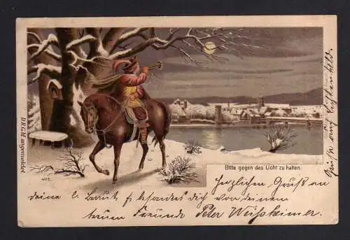 113854 Ansichtskarte Neujahr 1898 Halt gegen Licht ähnlich Meteor Schrift Behüt Dich Gott i
