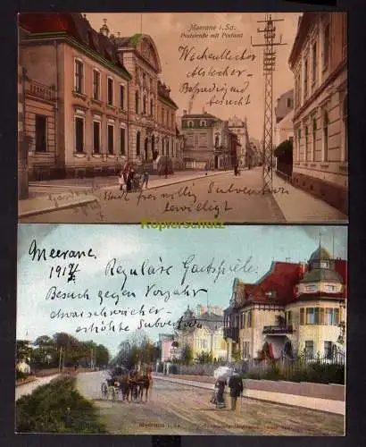 113940 2 AK Meerane Sa. Poststraße Postamt Schwanefelderstrasse neuer Teil 1914