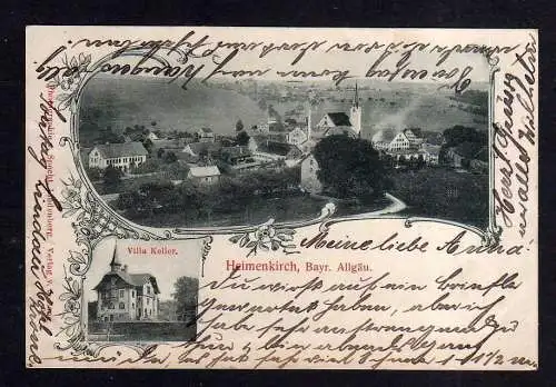 114008 Ansichtskarte Heimenkirch i. bayr. Allgäu 1905 Panorama Villa Keller