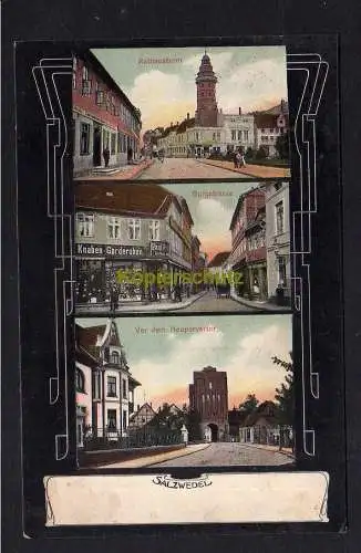 113922 AK Salzwedel 1914 Gasthof zum deutschen Kaiser Rathausturm Burgstraße Kna