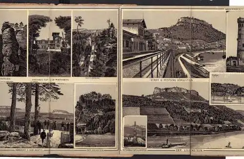 113490 Sächsische Schweiz um 1890 12teiliges Leporello Pillnitz Bastei Pirna Hoc