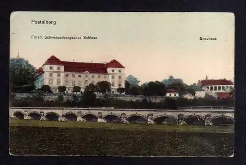 113288 Ansichtskarte Postelberg Postoloprty 1911 Fürstl. Schwarzenbergsches Schloss Brauhau