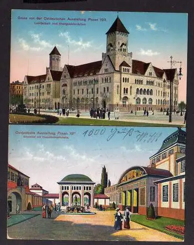 113555 2 Ansichtskarte Posen 1911 Ostdeutsche Ausstellung Offizielle Postkarte 51