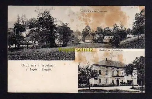 113946 Ansichtskarte Friedebach bei Sayda i. Erzgebirge um 1910 Gasthof Oberdorf