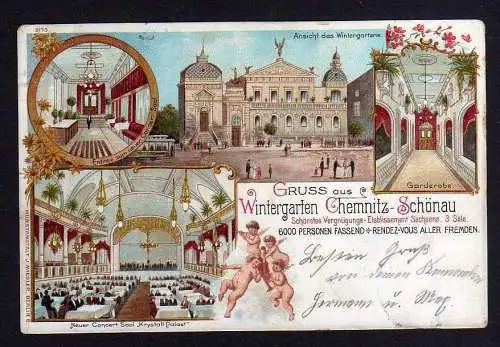 105520 AK Chemnitz Litho 1897 Wintergarten Schönau Krystall Palast