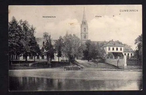 105358 AK Gumbinnen Gussew Meisterschule Kirche um 1910