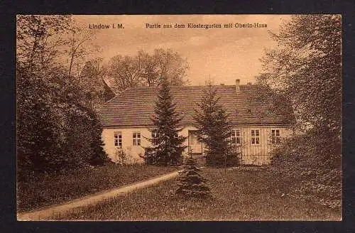 105827 Ansichtskarte Lindow i. M. Klostergarten Oberin Haus um 1915