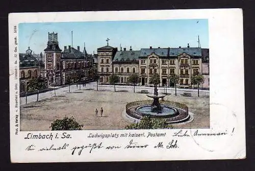 105004 AK Limbach i. Sa. Ludwigsplatz Postamt 1902