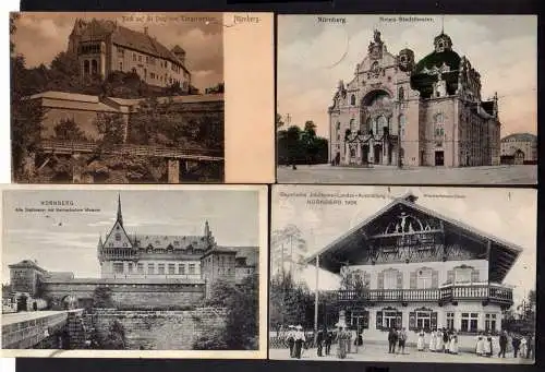 104463 7 Ansichtskarte Nürnberg Neues Stadttheater 1906 Werdenfelser Haus Germanisches Muse