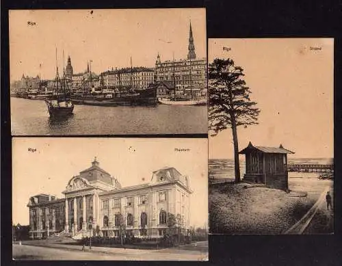 104698 3 AK Riga Lettland Stranhaus Hafen Museum um 1915