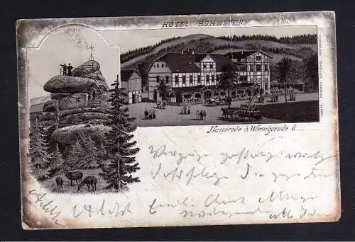104914 AK Wernigerode Litho Vorläufer 1896 Ottofels Hasserode Hotel Hohnstein
