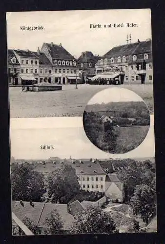 104989 AK Königsbrück um 1910 Markt Hotel Adler Schloß