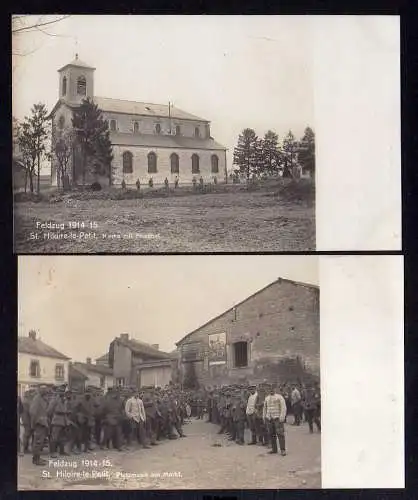 104409 2 AK Feldzug 1914 15 St. Hilaire-le-petit Kirche Friedhof Fotokarte Platz