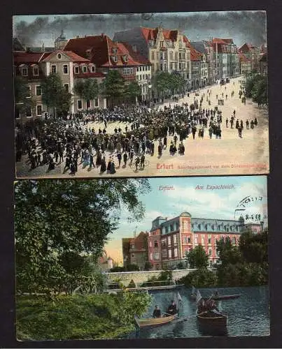104049 5 Ansichtskarte Erfurt Dom Glocke Gloriosa 1918 Sonntagskonzert 1909 Espachteich 191