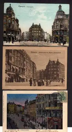104363 3 Ansichtskarte Chemnitz 1906 Johannisplatz Hotel Stadt Gotha 1910 1922