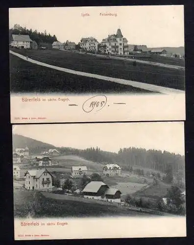 104102 2 Ansichtskarte Bärenstein Erzgebirge 1905 Haus Lydia Felsenburg