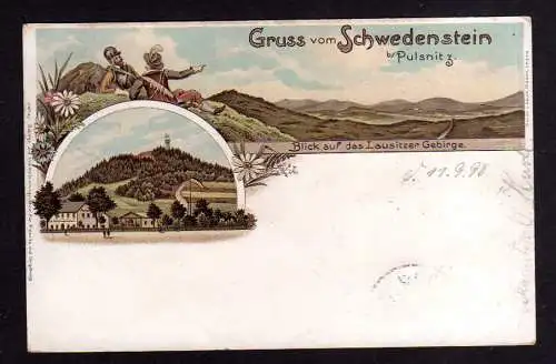 104327 AK Litho Schwedenstein bei Pulsnitz 1898 Restauration zum Schwedenstein