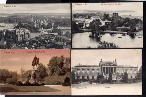 103596 4 Ansichtskarte Schwerin 1905 1910 Marstall Museum Schloss Denkmal Friedrich Franz