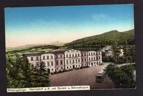 103310 Ansichtskarte Hermsdorf u K. mit Kynast Schneekoppe Tietzes Hotel um 1920