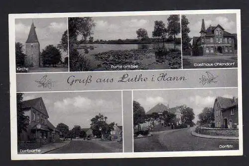 103130 Ansichtskarte Luthe in Hannover Gasthaus Ohlendorf Kirche Dorfstraße 1958