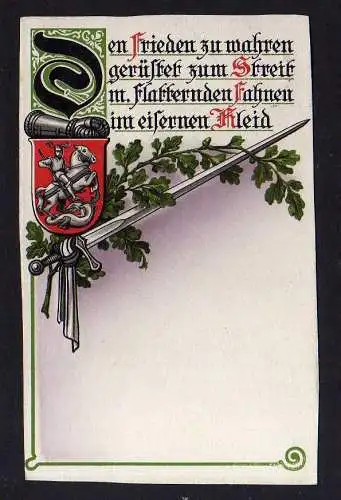103359 AK Mitlitär 1. WK Den Frieden zu wahren ... im eisernen Kleid Wappen 1915
