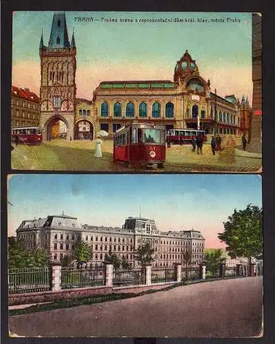 103433 2 Ansichtskarte Prag Praha um 1910 Straßenbahn