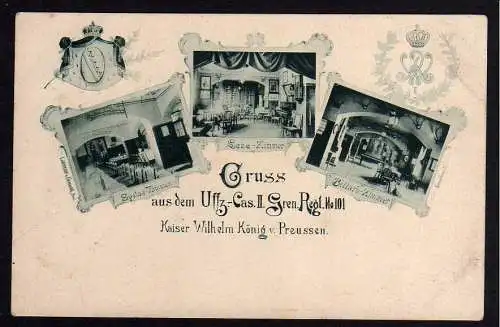 81006 Ansichtskarte Berlin Casino Gren. Regiment 101 Kaiser Wilhelm König von Preussen 1900