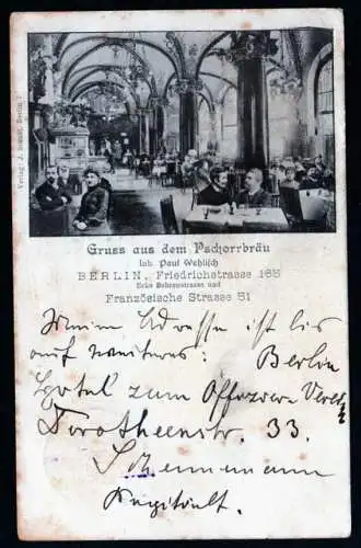 41089 Ansichtskarte Berlin 1905 Restaurant Pschorrbräu Friedrichst