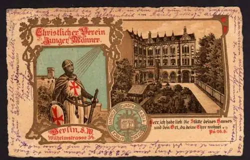 37363 Ansichtskarte Christlicher Verein Junger Männer Berlin Menschen CVJM 1908 Wilhelmstr.