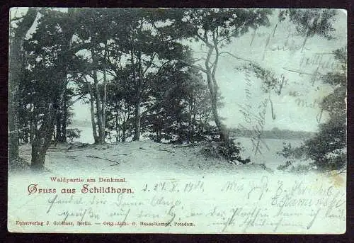 68512 Ansichtskarte Berlin Grunewald Schildhorn Wald  Denkmal 1901