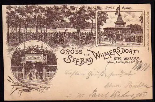 52039 Ansichtskarte Seebad Berlin Wilmersdorf Restaurant Bade Haus 1897