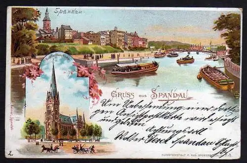 77892 Ansichtskarte Berlin Spandau Litho 2 Ansichten 1899